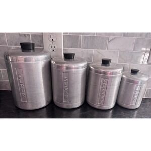 VINTAGE METASCO ALUMINUM WARE NESTING CANISTER SET MADE IN USA 1950/1960